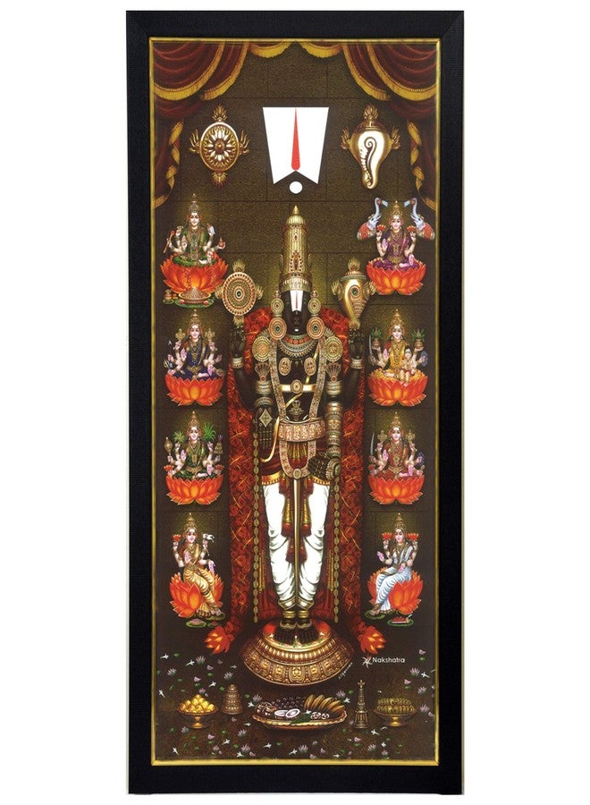 101Temples 101 Temples - Divinity Eternity Spirituality Asta Lakshmi Venkateswara Swamy God Wooden Photo Frame with Wall Hook, 1 Piece | 10” x 13”, Matt Finish - Image 1